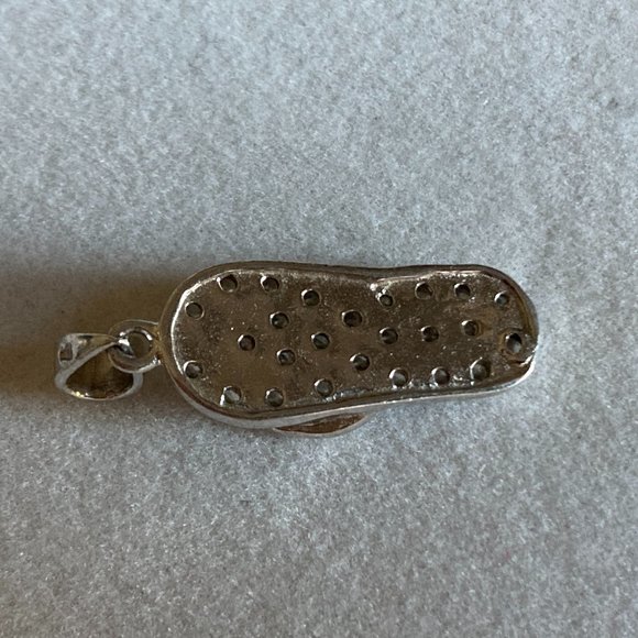 Pendant Charm Flip Flop Thong Sandal Sterling Silver 925 Austrian Crystals - Picture 8 of 12